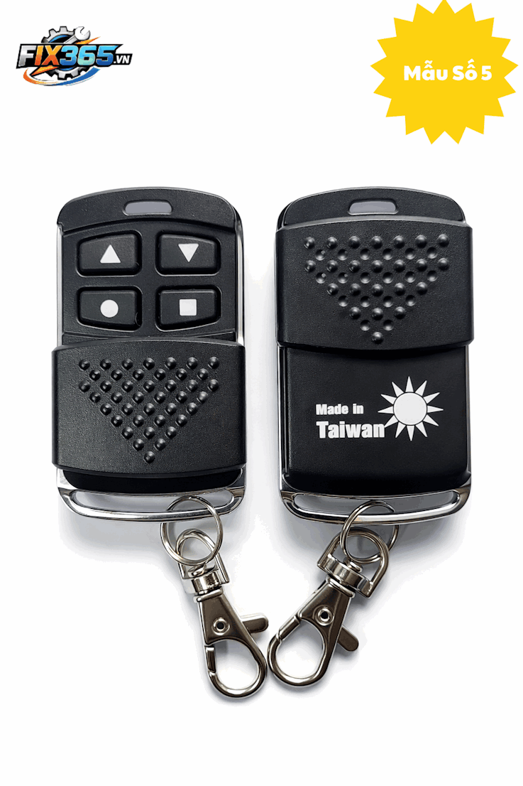 Remote cửa cuốn 4 nút màu đen Made in Taiwan mẫu số 5 của Fix365 VN